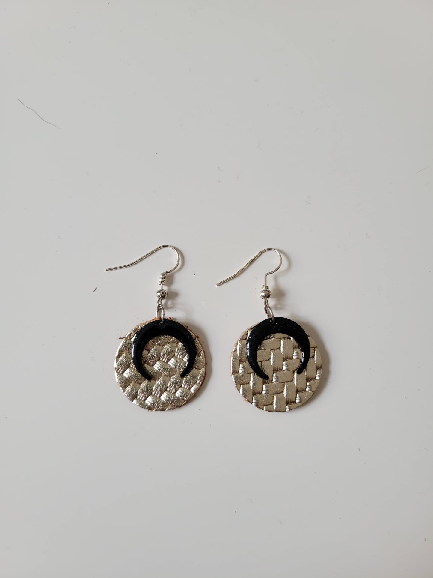 Boucles d'oreilles cuir recyclé double anneaux - Atelier Claire Zhou x 114 Paris
