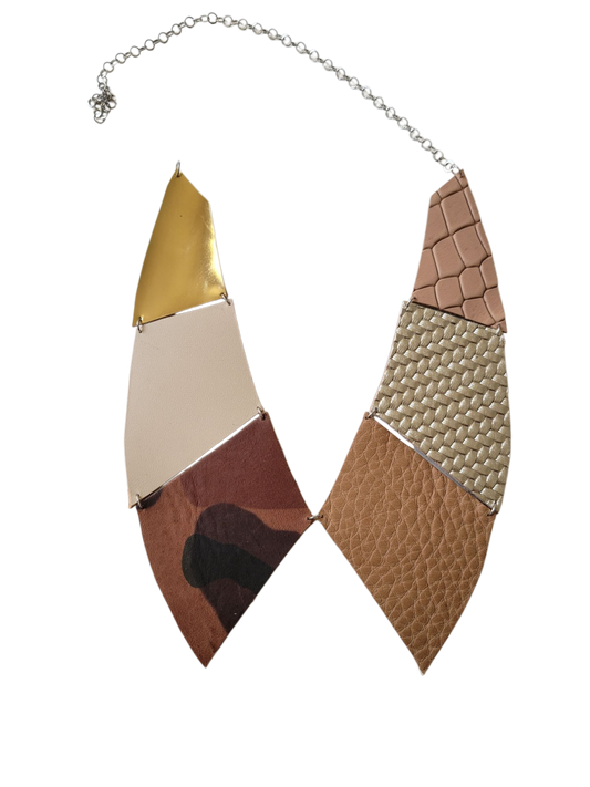 Collier faux col cuir upcyclé patchwork - Atelier Claire Zhou x 114 paris
