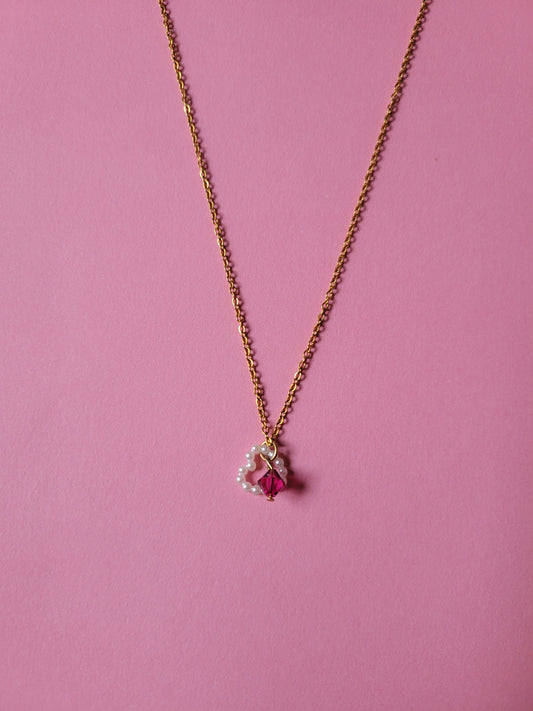 Collier coeur et perle swarovski - ROMY