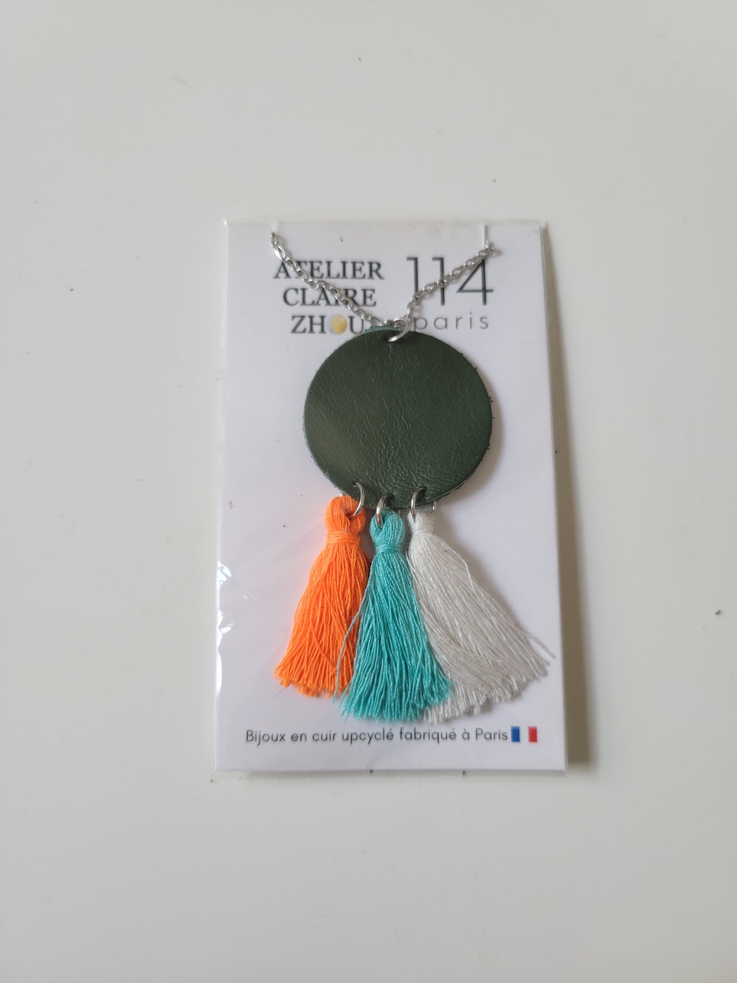 Collier cuir recyclé et pampilles - Atelier Claire Zhou x 114 Paris