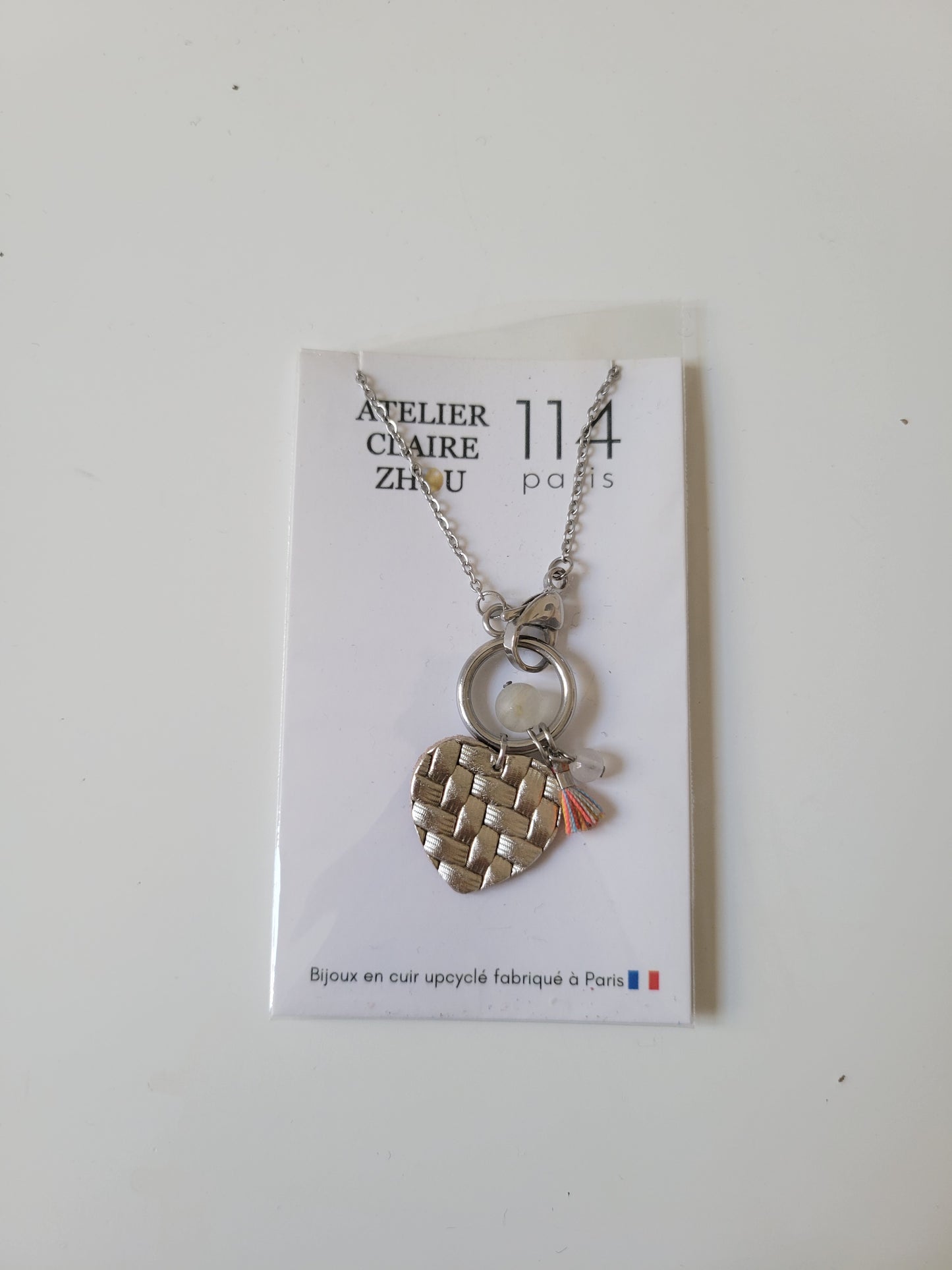 Collier cuir recyclé et pampilles - Atelier Claire Zhou x 114 Paris