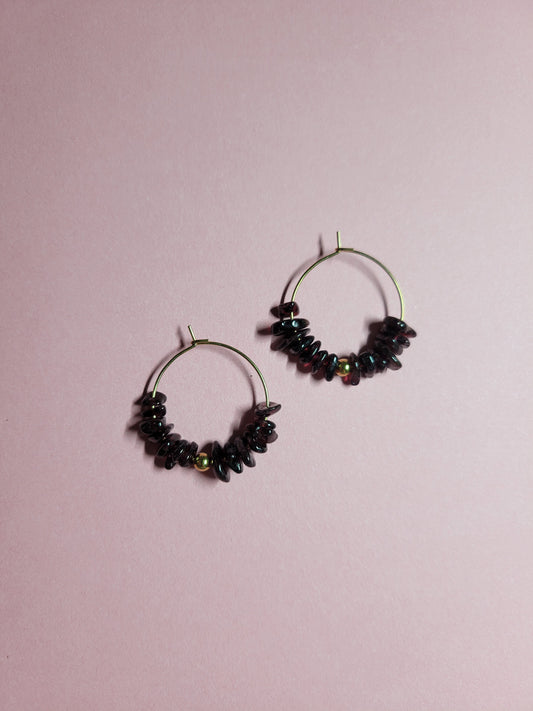 Boucles d'oreilles créoles grenat - JAHELLE