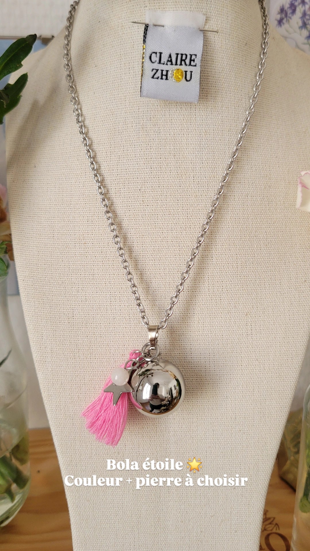 Collier long BOLA de grossesse — MEREVEILLEUSE , bijoux personnalisés et uniques 2026 🤰