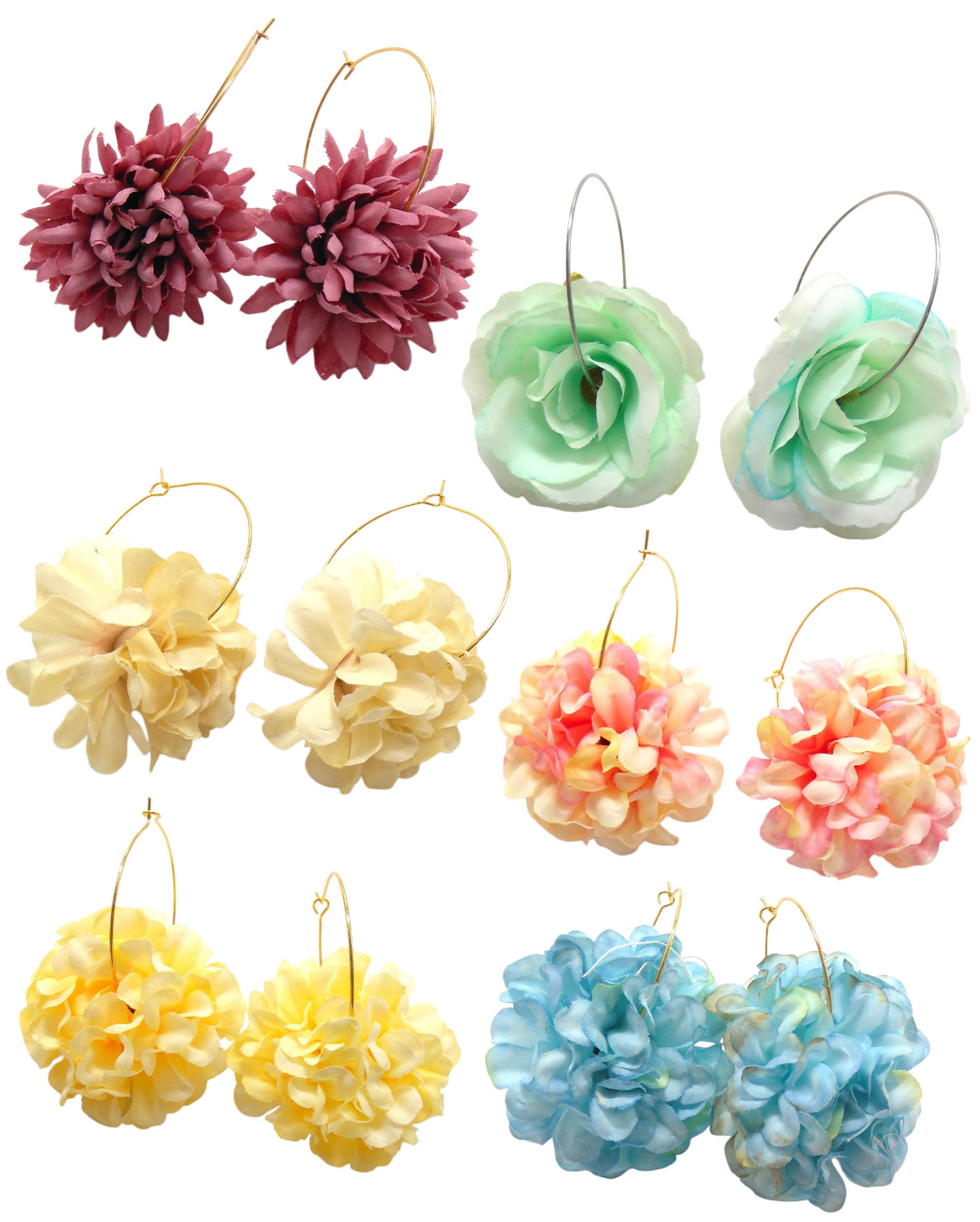 Boucles d'oreilles créoles grandes fleurs - JULIA