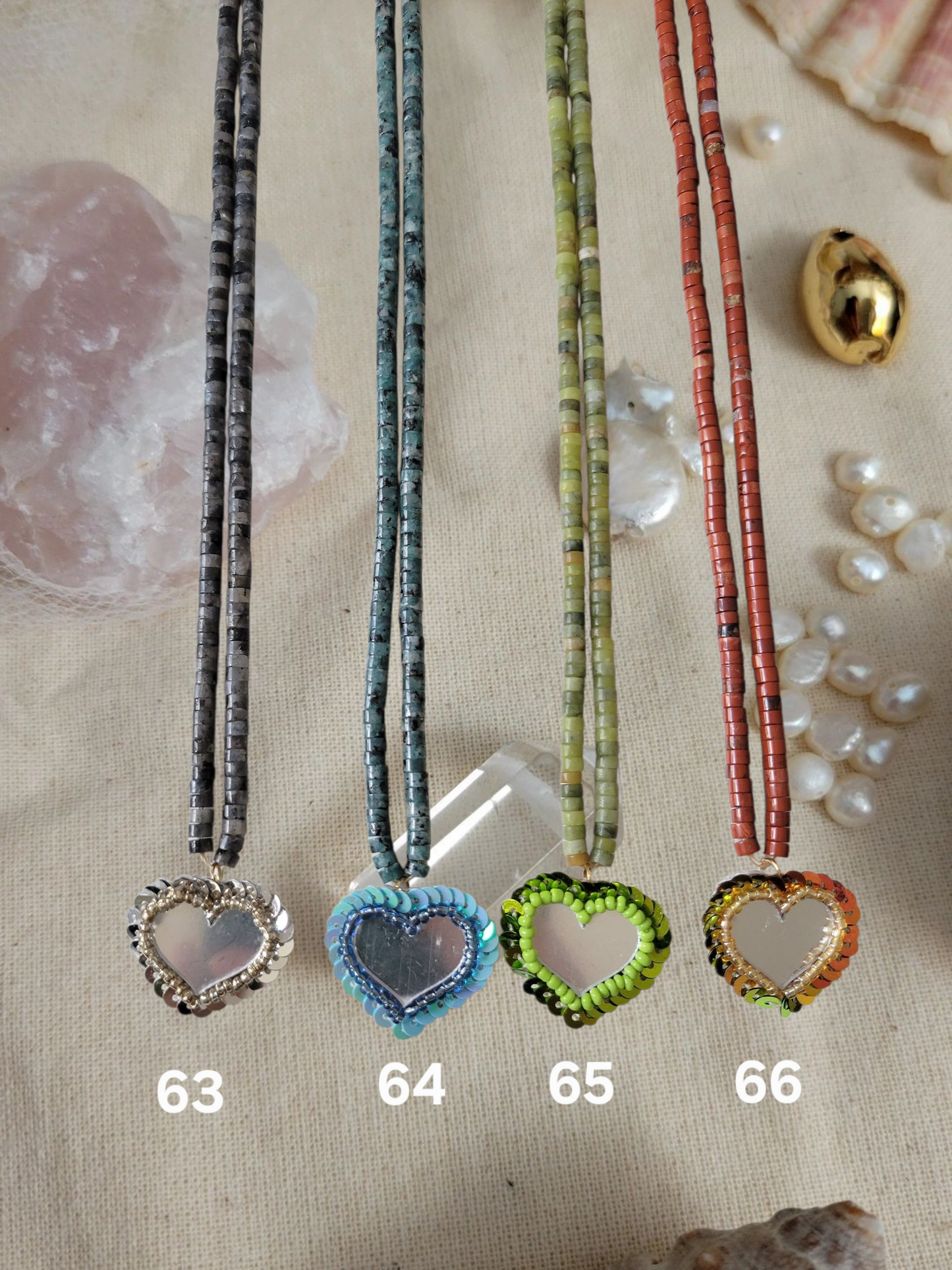 Collier/bracelet brodé main romantique - MIROIR D'AMOUR