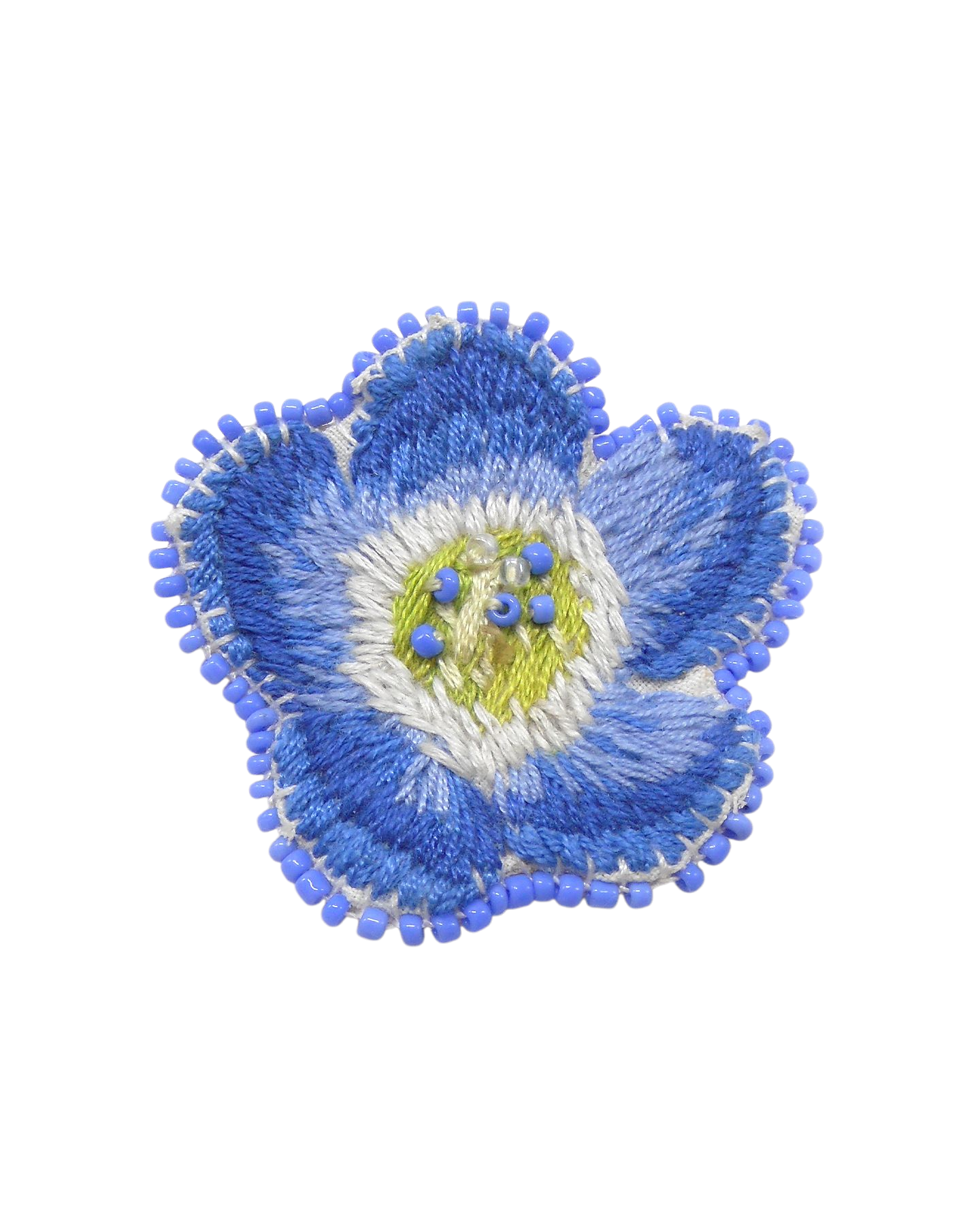 Broche brodée main fleur - GENTIANELLA ASPERA