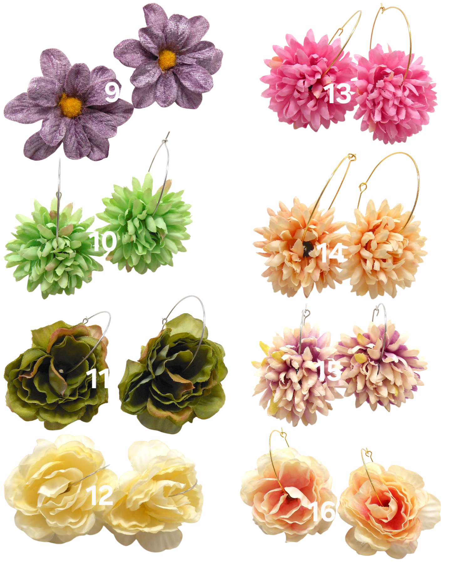 Boucles d'oreilles créoles grandes fleurs - JULIA