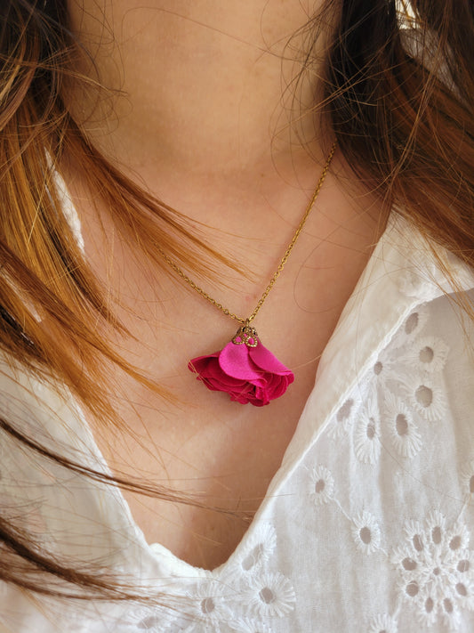 Collier pompon fleur - FIONA/TILLY/PENELOPE/NOUR/SACHA/PETALE/MOIRA