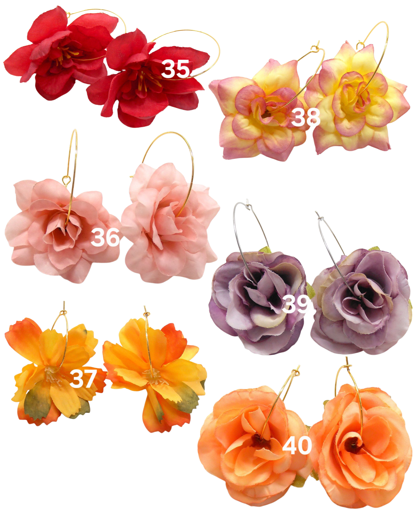 Boucles d'oreilles créoles grandes fleurs - JULIA