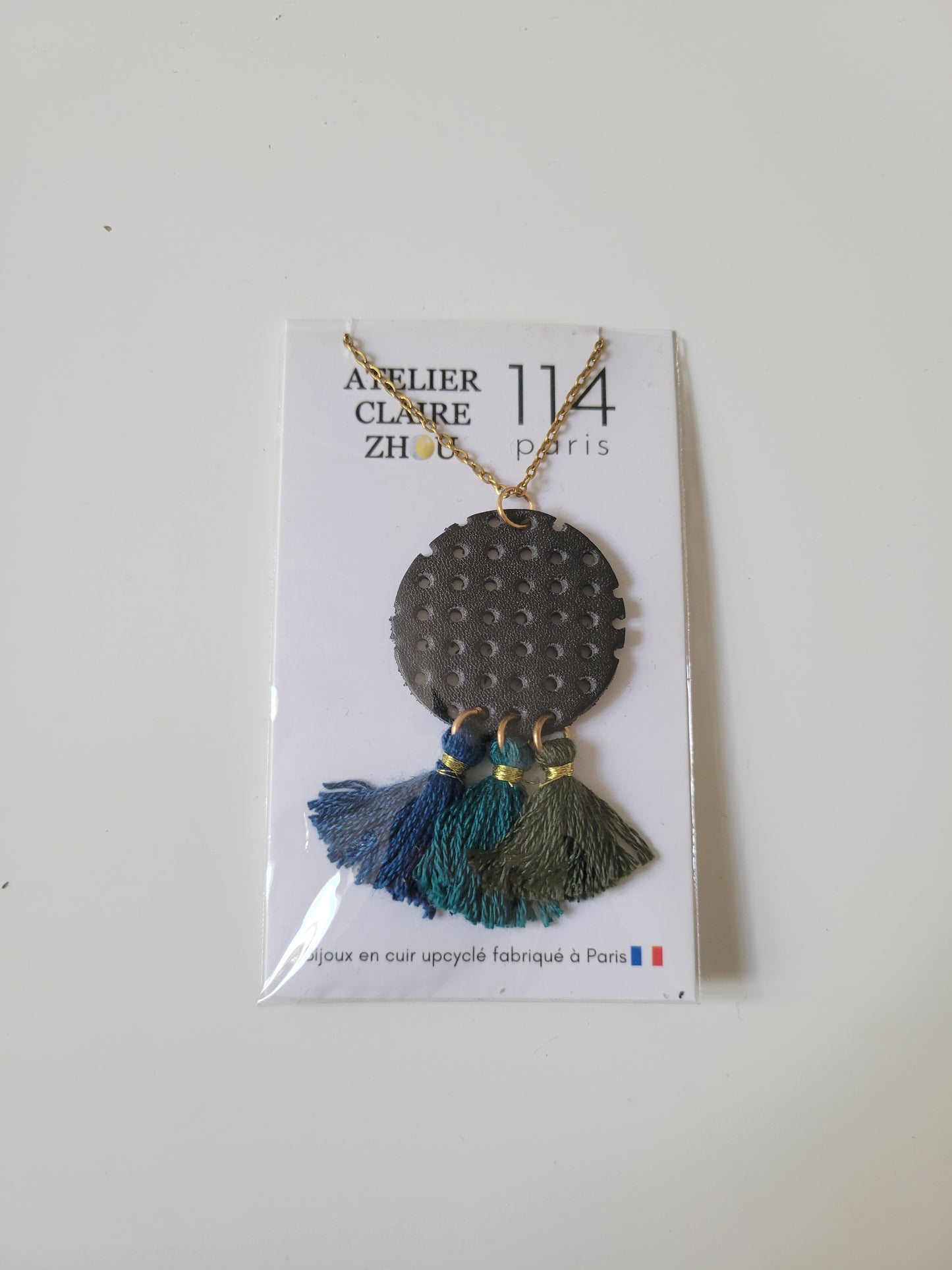 Collier cuir recyclé et pampilles - Atelier Claire Zhou x 114 Paris