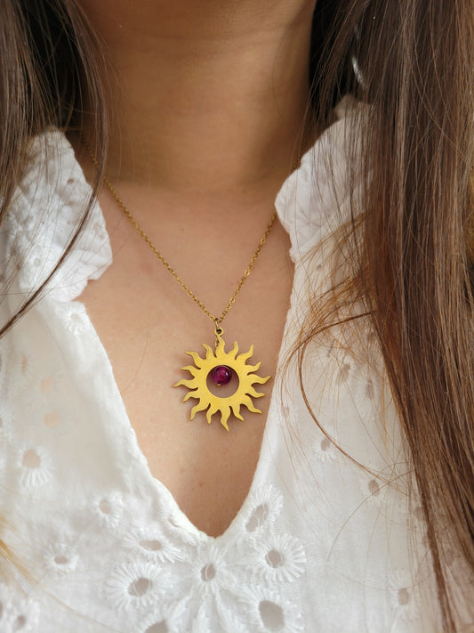 Collier inspiration lune/étoile/soleil, pièce unique