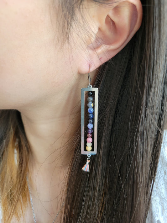 Boucles d'oreilles géométriques pierres naturelles multicouleurs - REANNA