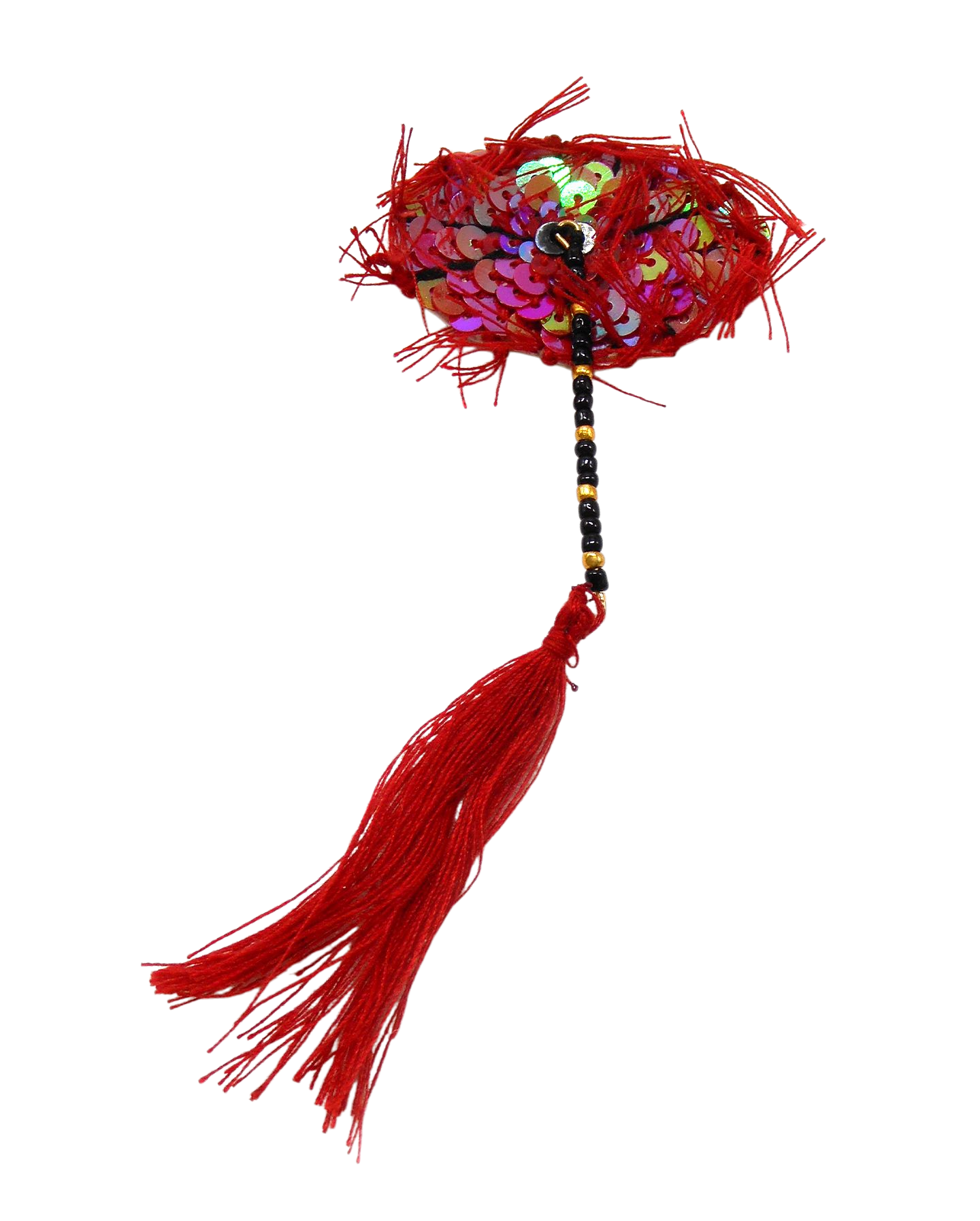 Broche brodée main - OMBRELLE CHINOISE ROUGE