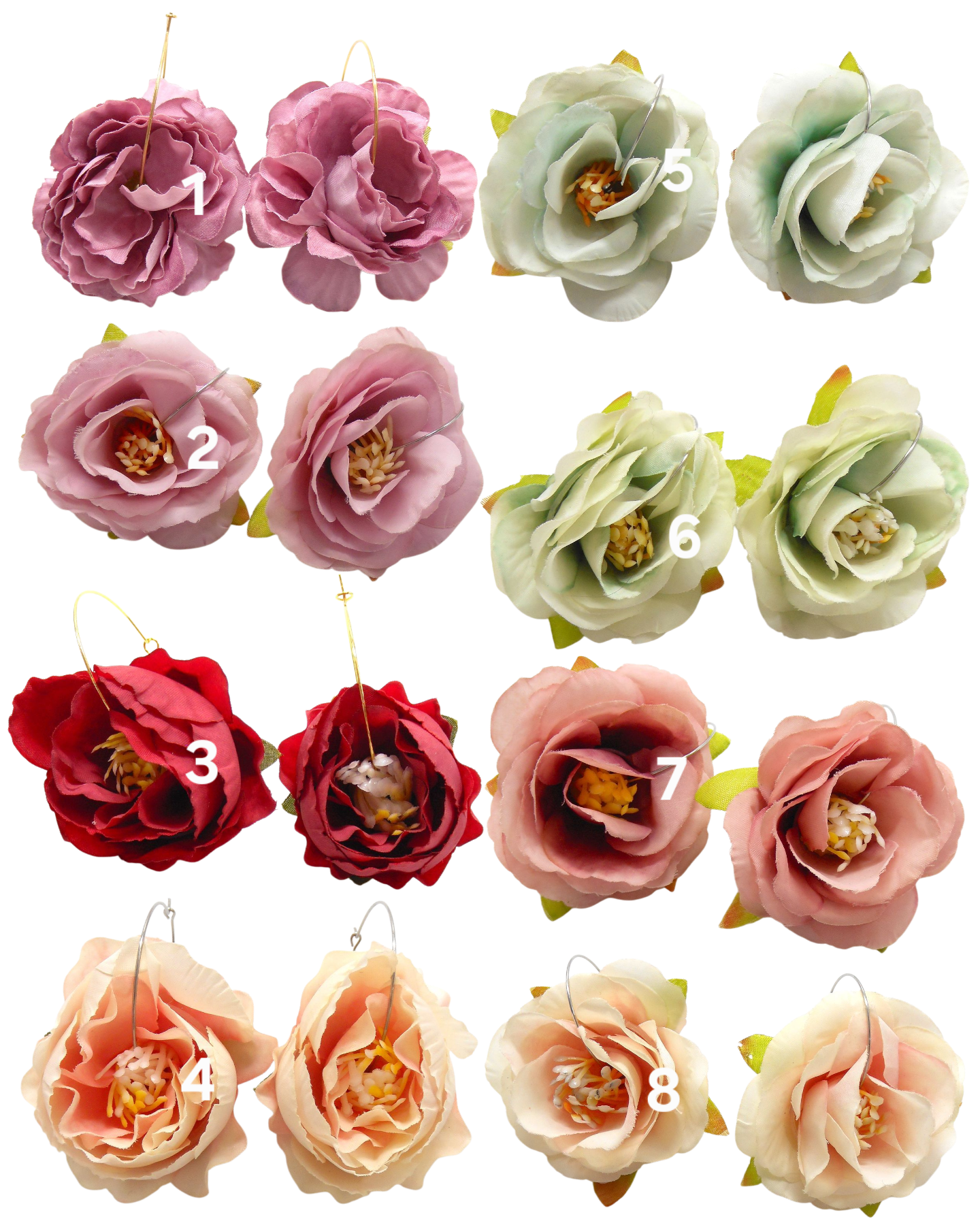 Boucles d'oreilles créoles grandes fleurs - JULIA
