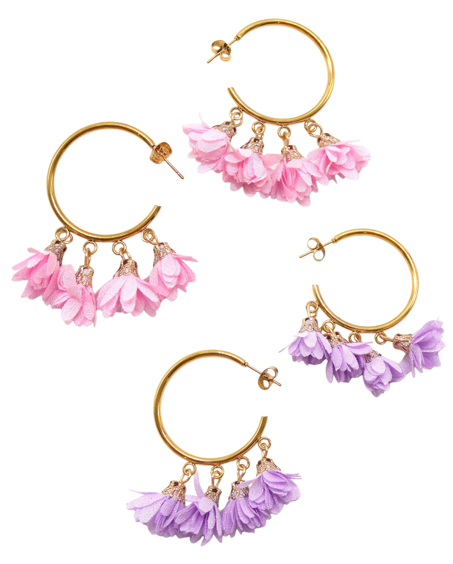 Boucles d'oreilles créoles 4 fleurs - ROSA