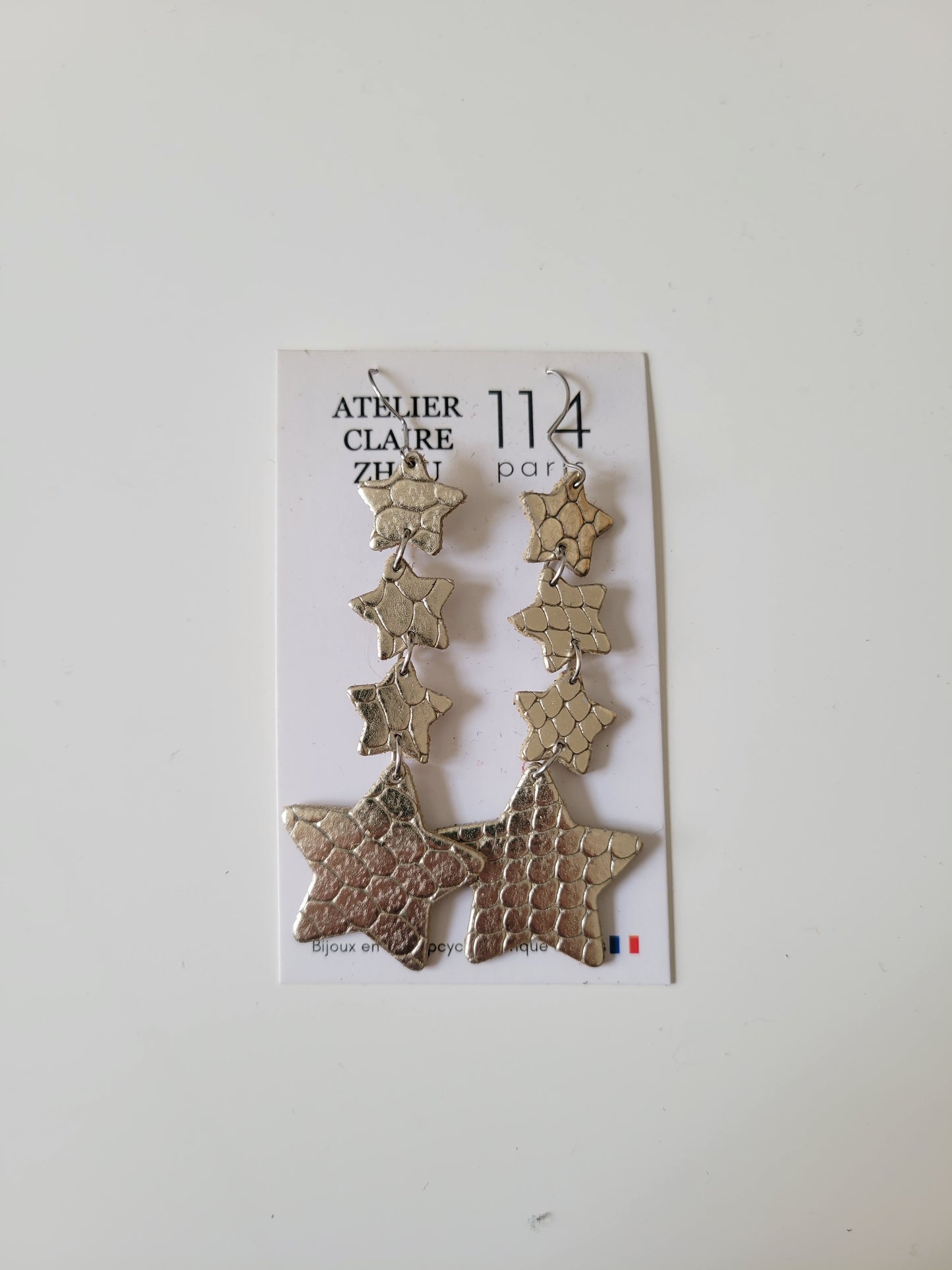 Boucles d'oreilles cuir recyclé double anneaux - Atelier Claire Zhou x 114 Paris