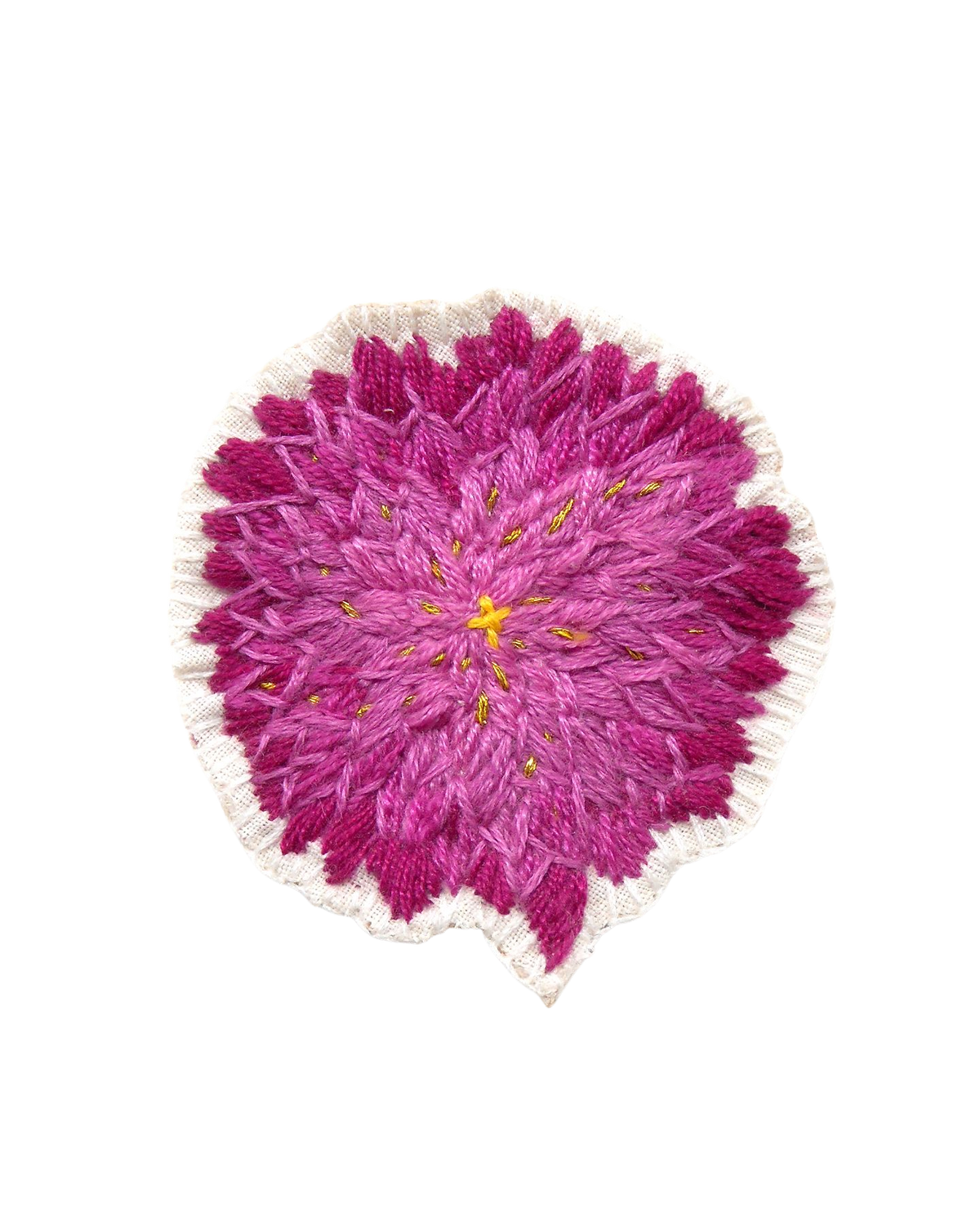 Broche Russe Artisanale En Bois - Motif Fleurs Rouges - Artiste Vladimirova - Neuf Avec étiquettes