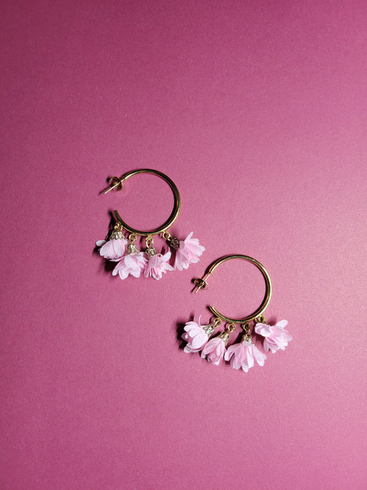 Boucles d'oreilles créoles fleurs - ROSA