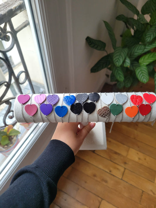 Bracelet coeur cuir recyclé - Atelier Claire Zhou x 114 paris