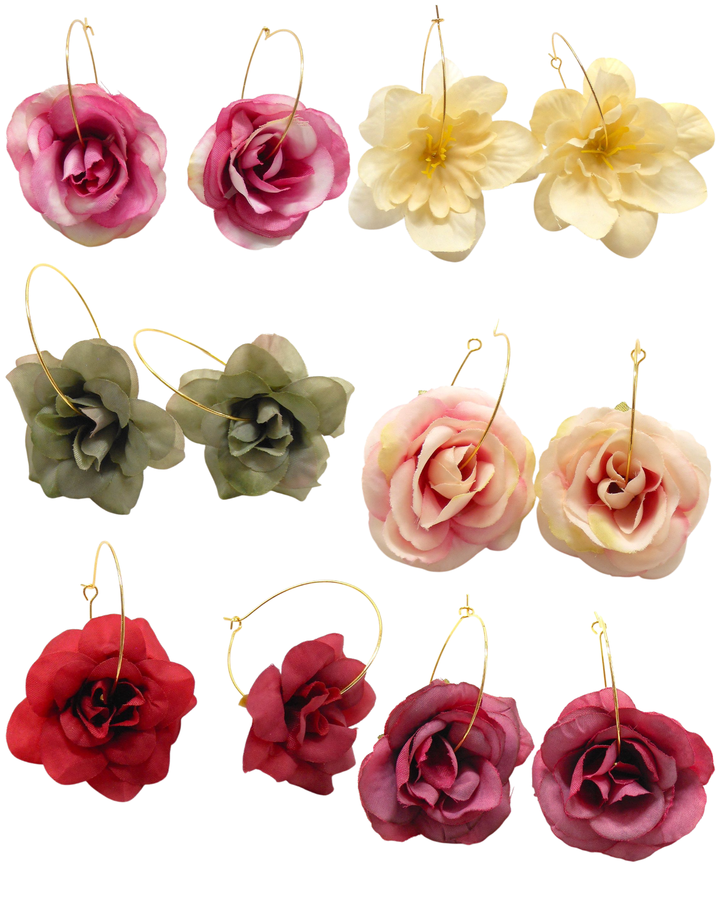 Boucles d'oreilles créoles grandes fleurs - JULIA