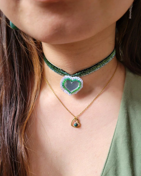 Collier mignon petit coeur et pierre naturelle - IVY