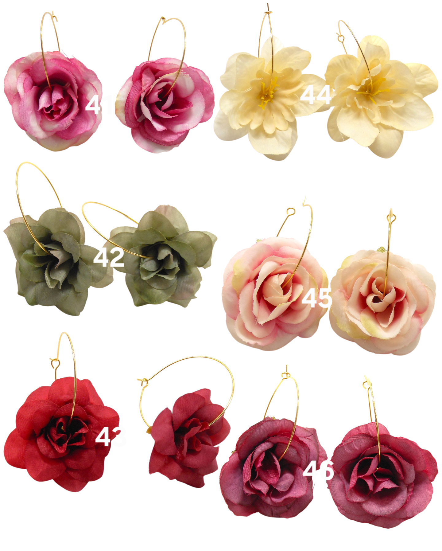 Boucles d'oreilles créoles grandes fleurs - JULIA