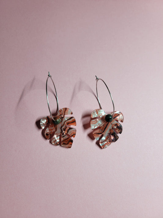 Boucles d'oreilles créoles feuilles - PHILOMENE