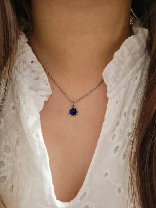 Collier minimaliste bleu clair effet oeil de chat - LIV