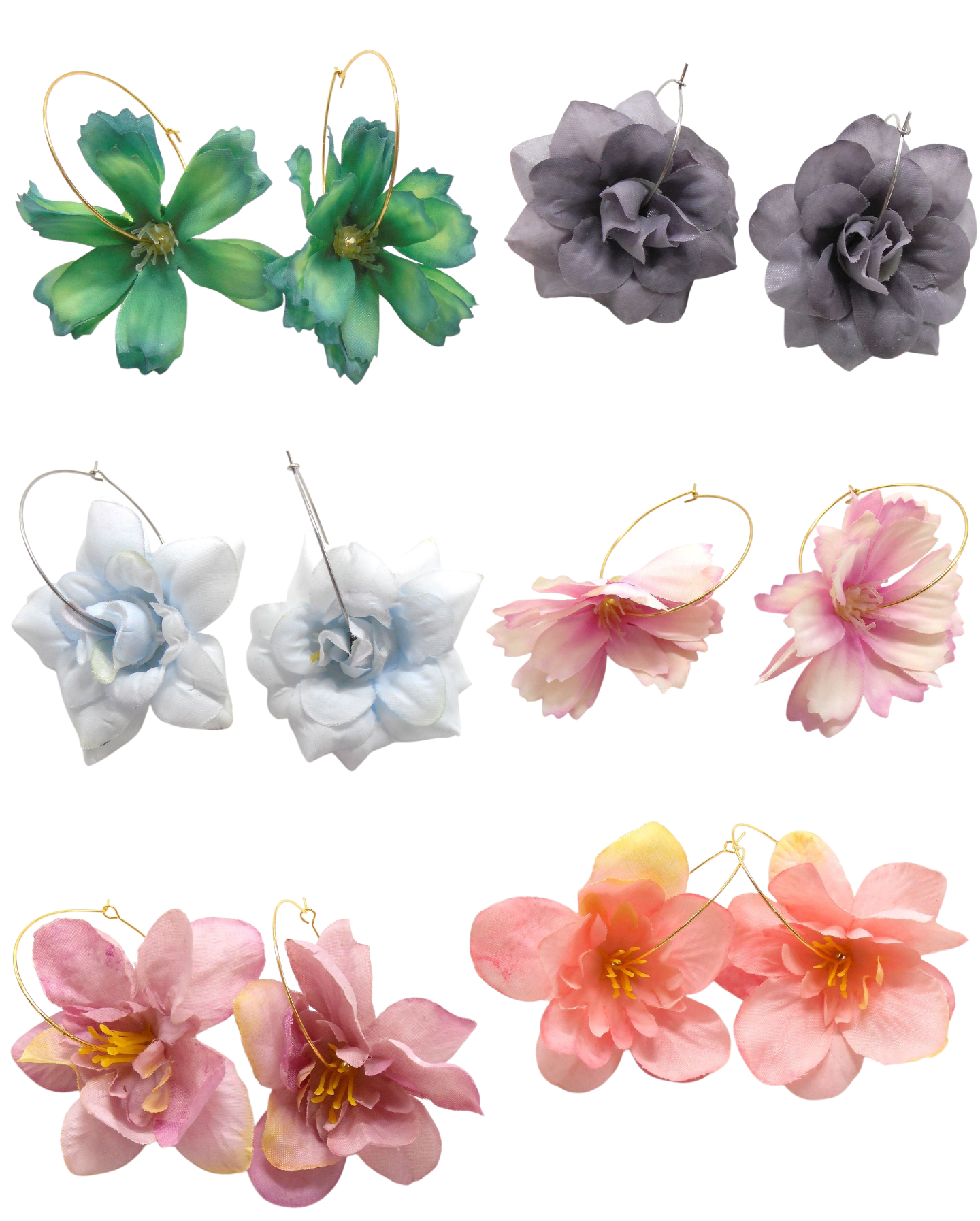 Boucles d'oreilles créoles grandes fleurs - JULIA