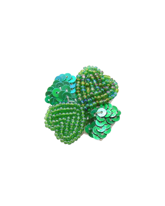Broche brodée main chance - TREFLE