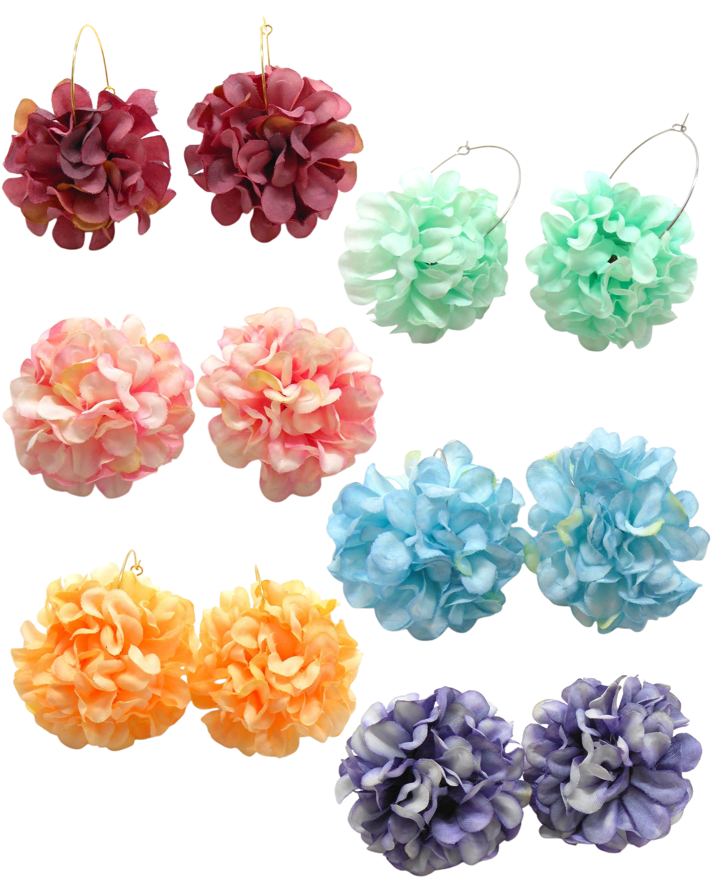 Boucles d'oreilles créoles grandes fleurs - JULIA