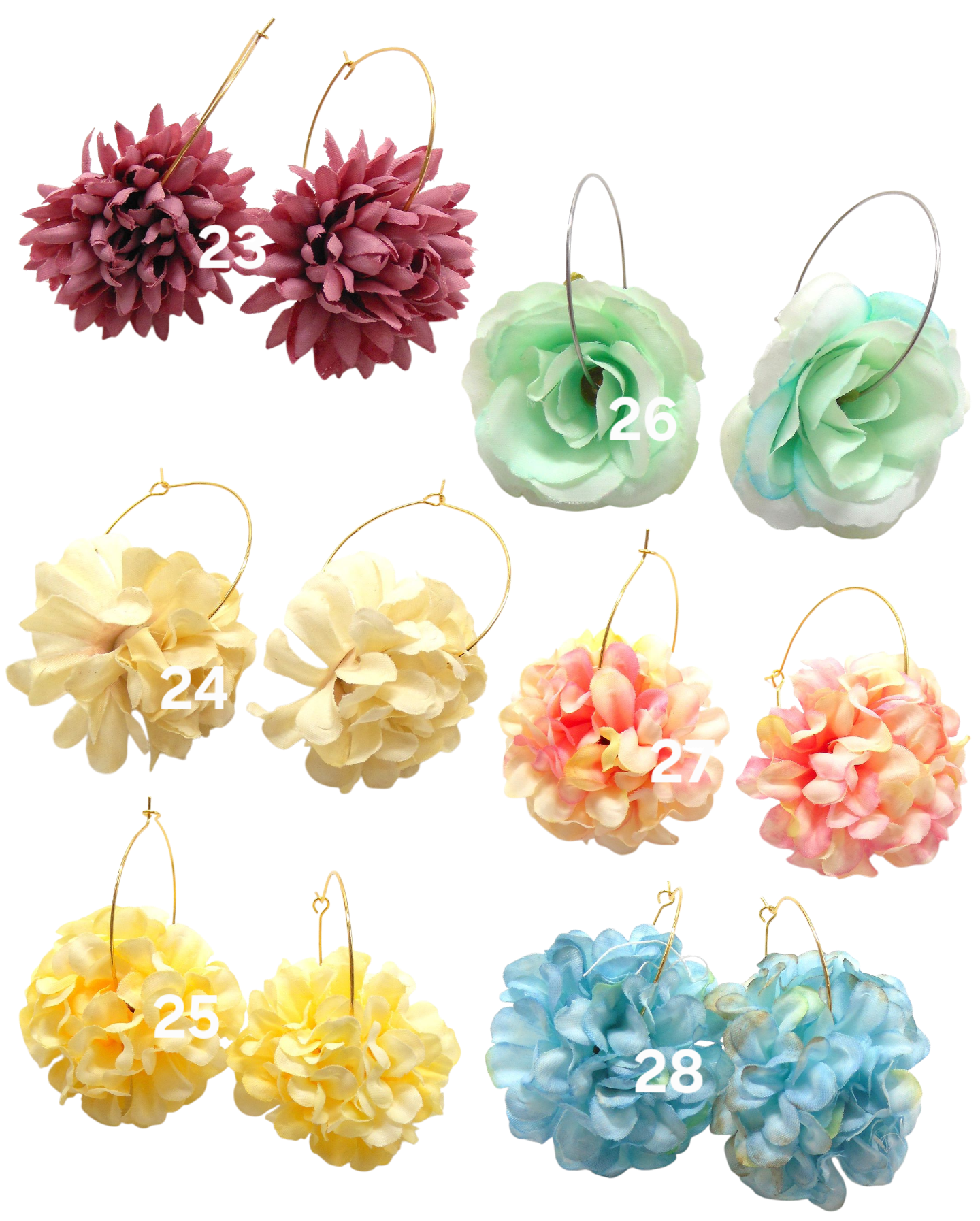 Boucles d'oreilles créoles grandes fleurs - JULIA