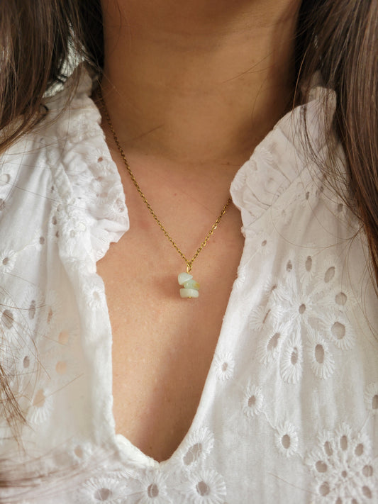 Collier 3 perles pierres naturelles - ANNE