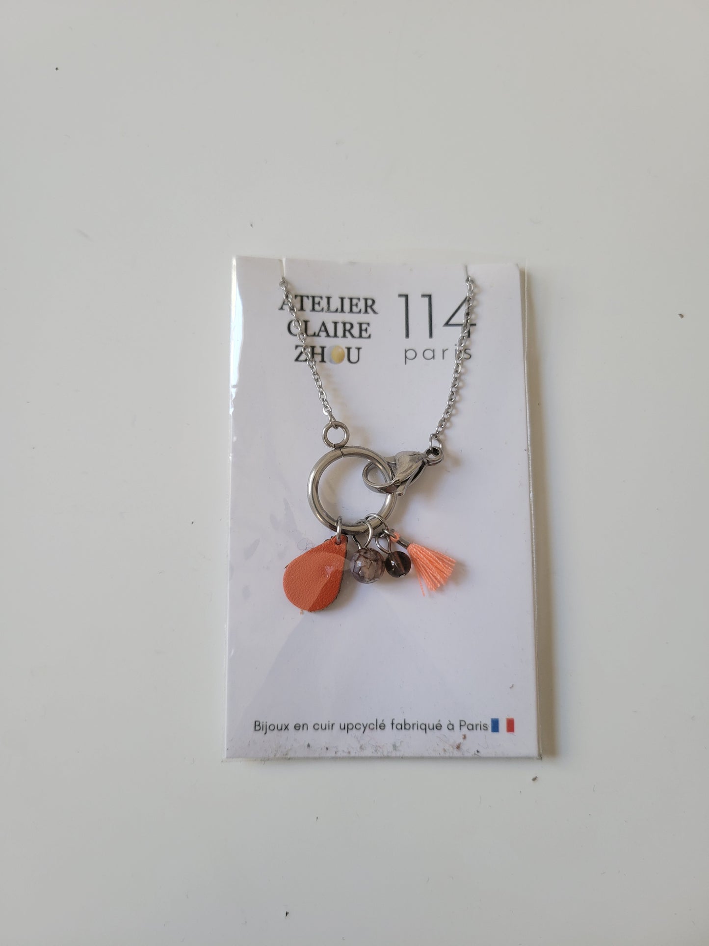Collier cuir recyclé et pampilles - Atelier Claire Zhou x 114 Paris