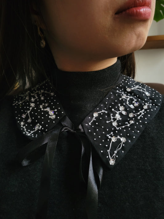 Faux col brodé à la main, création unique - JARDIN DE CONSTELLATIONS