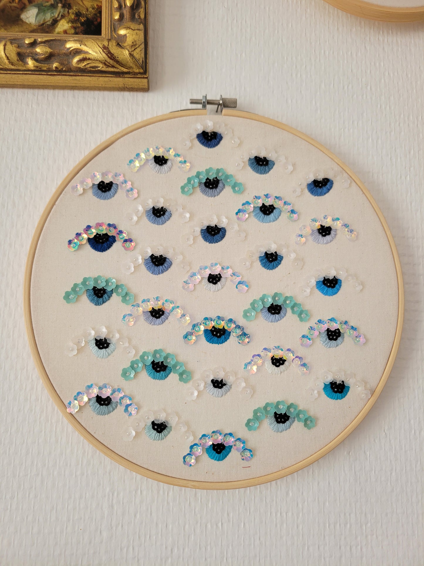 Cadre/tableau brodé à la main décoration