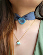 Collier sequin martelé et fleur - NINELLE